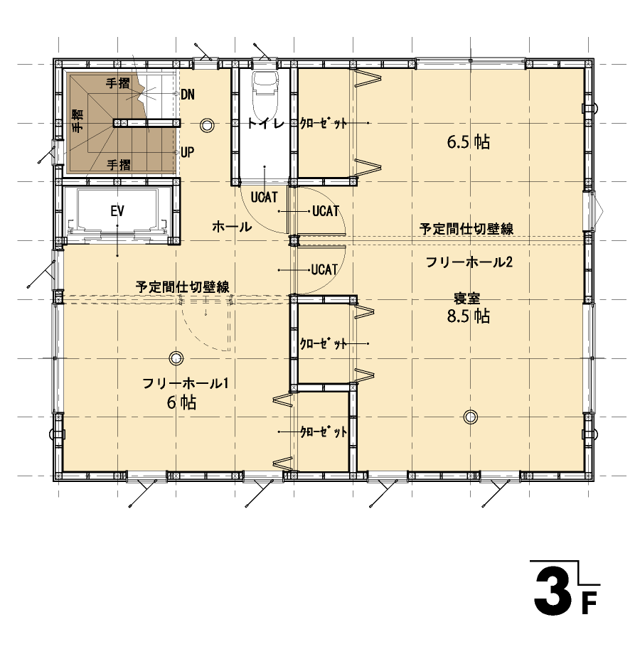 屋上のある家：平面図：3F
